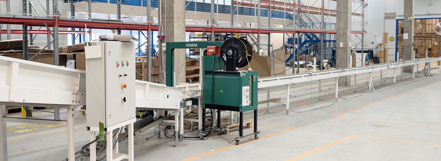 Hanter IT packlinje med automatisk bandning